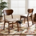 Baxton Studio Katya Mid-Century Modern Sand Fabric Upholstered and Walnut Brown Finished Wood 2-Piece Dining Chair Set - BSORH378C-Sand/Walnut Bent Seat-DC-2PK