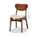 Baxton Studio Katya Mid-Century Modern Sand Fabric Upholstered and Walnut Brown Finished Wood 2-Piece Dining Chair Set - BSORH378C-Sand/Walnut Bent Seat-DC-2PK