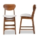 Baxton Studio Katya Mid-Century Modern Grey Fabric Upholstered and Walnut Brown Finished Wood 2-Piece Counter Stool Set - BSORH378P-Grey/Walnut Bent Seat-PC-2PK