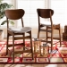 Baxton Studio Katya Mid-Century Modern Grey Fabric Upholstered and Walnut Brown Finished Wood 2-Piece Counter Stool Set - BSORH378P-Grey/Walnut Bent Seat-PC-2PK