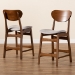 Baxton Studio Katya Mid-Century Modern Grey Fabric Upholstered and Walnut Brown Finished Wood 2-Piece Counter Stool Set - BSORH378P-Grey/Walnut Bent Seat-PC-2PK