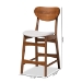 Baxton Studio Katya Mid-Century Modern Grey Fabric Upholstered and Walnut Brown Finished Wood 2-Piece Counter Stool Set - BSORH378P-Grey/Walnut Bent Seat-PC-2PK