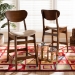 Baxton Studio Katya Mid-Century Modern Sand Fabric Upholstered and Walnut Brown Finished Wood 2-Piece Counter Stool Set - BSORH378P-Sand/Walnut Bent Seat-PC-2PK