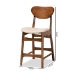 Baxton Studio Katya Mid-Century Modern Sand Fabric Upholstered and Walnut Brown Finished Wood 2-Piece Counter Stool Set - BSORH378P-Sand/Walnut Bent Seat-PC-2PK