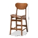 Baxton Studio Katya Mid-Century Modern Walnut Brown Finished Wood 2-Piece Counter Stool Set - BSORH378P-Walnut Bent Seat-PC-2PK