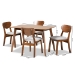 Baxton Studio Damara Mid-Century Modern Grey Fabric Upholstered and Walnut Brown Finished Wood 5-Piece Dining Set - BSORH367C-Grey/Walnut-5PC Dining Set