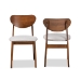 Baxton Studio Damara Mid-Century Modern Grey Fabric Upholstered and Walnut Brown Finished Wood 2-Piece Dining Chair Set - BSORH367C-Grey/Walnut Flat Seat-DC-2PK