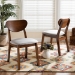 Baxton Studio Damara Mid-Century Modern Grey Fabric Upholstered and Walnut Brown Finished Wood 2-Piece Dining Chair Set - BSORH367C-Grey/Walnut Flat Seat-DC-2PK