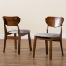 Baxton Studio Damara Mid-Century Modern Grey Fabric Upholstered and Walnut Brown Finished Wood 2-Piece Dining Chair Set - BSORH367C-Grey/Walnut Flat Seat-DC-2PK