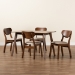 Baxton Studio Damara Mid-Century Modern Sand Fabric Upholstered and Walnut Brown Finished Wood 5-Piece Dining Set - BSORH367C-Sand/Walnut-5PC Dining Set