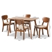 Baxton Studio Damara Mid-Century Modern Sand Fabric Upholstered and Walnut Brown Finished Wood 5-Piece Dining Set - BSORH367C-Sand/Walnut-5PC Dining Set