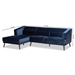 Baxton Studio Morton Mid-Century Modern Contemporary Navy Blue Velvet Fabric Upholstered and Dark Brown Finished Wood Sectional Sofa with Left Facing Chaise - BSORDS-S0017-L-Navy Blue Velvet/Wenge-LFC