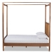 Baxton Studio Malia Modern and Contemporary Walnut Brown Finished Wood and Synthetic Rattan King Size Canopy Bed - BSOMG-0021-3-Walnut-King