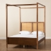 Baxton Studio Malia Modern and Contemporary Walnut Brown Finished Wood and Synthetic Rattan King Size Canopy Bed - BSOMG-0021-3-Walnut-King