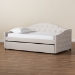 Baxton Studio Becker Modern and Contemporary Transitional Beige Fabric Upholstered Twin Size Daybed with Trundle - BSOBecker-Beige-Daybed-T/T