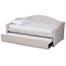 Baxton Studio Becker Modern and Contemporary Transitional Beige Fabric Upholstered Twin Size Daybed with Trundle - BSOBecker-Beige-Daybed-T/T