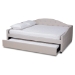 Baxton Studio Becker Modern and Contemporary Transitional Beige Fabric Upholstered Queen Size Daybed with Trundle - BSOBecker-Beige-Daybed-Q/T