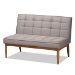 Baxton Studio Sanford Mid-Century Modern Grey Fabric Upholstered and Walnut Brown Finished Wood 2-Piece Dining Nook Banquette Set - BSOBBT8051.11-Grey/Walnut-2PC SF Bench