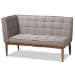 Baxton Studio Sanford Mid-Century Modern Grey Fabric Upholstered and Walnut Brown Finished Wood 2-Piece Dining Nook Banquette Set - BSOBBT8051.11-Grey/Walnut-2PC SF Bench