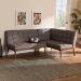 Baxton Studio Sanford Mid-Century Modern Grey Fabric Upholstered and Walnut Brown Finished Wood 2-Piece Dining Nook Banquette Set - BSOBBT8051.11-Grey/Walnut-2PC SF Bench