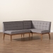 Baxton Studio Sanford Mid-Century Modern Grey Fabric Upholstered and Walnut Brown Finished Wood 2-Piece Dining Nook Banquette Set - BSOBBT8051.11-Grey/Walnut-2PC SF Bench