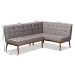 Baxton Studio Sanford Mid-Century Modern Grey Fabric Upholstered and Walnut Brown Finished Wood 2-Piece Dining Nook Banquette Set - BSOBBT8051.11-Grey/Walnut-2PC SF Bench