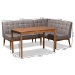Baxton Studio Sanford Mid-Century Modern Grey Fabric Upholstered and Walnut Brown Finished Wood 3-Piece Dining Nook Set - BSOBBT8051.11-Grey/Walnut-3PC Dining Nook Set