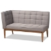 Baxton Studio Sanford Mid-Century Modern Grey Fabric Upholstered and Walnut Brown Finished Wood 3-Piece Dining Nook Set - BSOBBT8051.11-Grey/Walnut-3PC Dining Nook Set