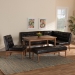 Baxton Studio Sanford Mid-Century Modern Dark Brown Faux Leather Upholstered and Walnut Brown Finished Wood 5-Piece Dining Nook Set - BSOBBT8051.11-Dark Brown/Walnut-5PC Dining Nook Set