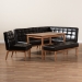 Baxton Studio Sanford Mid-Century Modern Dark Brown Faux Leather Upholstered and Walnut Brown Finished Wood 5-Piece Dining Nook Set - BSOBBT8051.11-Dark Brown/Walnut-5PC Dining Nook Set