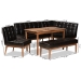 Baxton Studio Sanford Mid-Century Modern Dark Brown Faux Leather Upholstered and Walnut Brown Finished Wood 5-Piece Dining Nook Set - BSOBBT8051.11-Dark Brown/Walnut-5PC Dining Nook Set