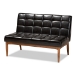 Baxton Studio Sanford Mid-Century Modern Dark Brown Faux Leather Upholstered and Walnut Brown Finished Wood 5-Piece Dining Nook Set - BSOBBT8051.11-Dark Brown/Walnut-5PC Dining Nook Set