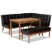 Baxton Studio Sanford Mid-Century Modern Dark Brown Faux Leather Upholstered and Walnut Brown Finished Wood 4-Piece Dining Nook Set