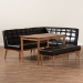 Baxton Studio Sanford Mid-Century Modern Dark Brown Faux Leather Upholstered and Walnut Brown Finished Wood 4-Piece Dining Nook Set - BSOBBT8051.11-Dark Brown/Walnut-4PC Dining Nook Set