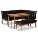 Baxton Studio Sanford Mid-Century Modern Dark Brown Faux Leather Upholstered and Walnut Brown Finished Wood 4-Piece Dining Nook Set - BSOBBT8051.11-Dark Brown/Walnut-4PC Dining Nook Set