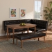 Baxton Studio Sanford Mid-Century Modern Dark Brown Faux Leather Upholstered and Walnut Brown Finished Wood 4-Piece Dining Nook Set - BSOBBT8051.11-Dark Brown/Walnut-4PC Dining Nook Set