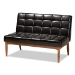 Baxton Studio Sanford Mid-Century Modern Dark Brown Faux Leather Upholstered and Walnut Brown Finished Wood 2-Piece Dining Nook Banquette Set - BSOBBT8051.11-Dark Brown/Walnut-2PC SF Bench