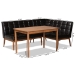 Baxton Studio Sanford Mid-Century Modern Dark Brown Faux Leather Upholstered and Walnut Brown Finished Wood 3-Piece Dining Nook Set - BSOBBT8051.11-Dark Brown/Walnut-3PC Dining Nook Set