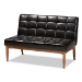 Baxton Studio Sanford Mid-Century Modern Dark Brown Faux Leather Upholstered and Walnut Brown Finished Wood 3-Piece Dining Nook Set - BSOBBT8051.11-Dark Brown/Walnut-3PC Dining Nook Set