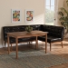 Baxton Studio Sanford Mid-Century Modern Dark Brown Faux Leather Upholstered and Walnut Brown Finished Wood 3-Piece Dining Nook Set - BSOBBT8051.11-Dark Brown/Walnut-3PC Dining Nook Set