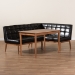 Baxton Studio Sanford Mid-Century Modern Dark Brown Faux Leather Upholstered and Walnut Brown Finished Wood 3-Piece Dining Nook Set - BSOBBT8051.11-Dark Brown/Walnut-3PC Dining Nook Set