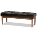 Baxton Studio Sanford Mid-Century Modern Dark Brown Faux Leather Upholstered and Walnut Brown Finished Wood Dining Bench