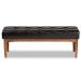 Baxton Studio Sanford Mid-Century Modern Dark Brown Faux Leather Upholstered and Walnut Brown Finished Wood Dining Bench - BSOBBT8051.11-Dark Brown/Walnut-Bench