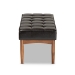 Baxton Studio Sanford Mid-Century Modern Dark Brown Faux Leather Upholstered and Walnut Brown Finished Wood Dining Bench - BSOBBT8051.11-Dark Brown/Walnut-Bench