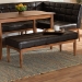 Baxton Studio Sanford Mid-Century Modern Dark Brown Faux Leather Upholstered and Walnut Brown Finished Wood Dining Bench - BSOBBT8051.11-Dark Brown/Walnut-Bench