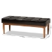 Baxton Studio Sanford Mid-Century Modern Dark Brown Faux Leather Upholstered and Walnut Brown Finished Wood Dining Bench - BSOBBT8051.11-Dark Brown/Walnut-Bench
