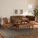 Baxton Studio Sanford Mid-Century Modern Tan Faux Leather Upholstered and Walnut Brown Finished Wood 5-Piece Dining Nook Set - BSOBBT8051.11-Tan/Walnut-5PC Dining Nook Set