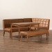 Baxton Studio Sanford Mid-Century Modern Tan Faux Leather Upholstered and Walnut Brown Finished Wood 4-Piece Dining Nook Set - BSOBBT8051.11-Tan/Walnut-4PC Dining Nook Set