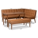 Baxton Studio Sanford Mid-Century Modern Tan Faux Leather Upholstered and Walnut Brown Finished Wood 4-Piece Dining Nook Set - BSOBBT8051.11-Tan/Walnut-4PC Dining Nook Set