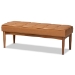 Baxton Studio Sanford Mid-Century Modern Tan Faux Leather Upholstered and Walnut Brown Finished Wood 4-Piece Dining Nook Set - BSOBBT8051.11-Tan/Walnut-4PC Dining Nook Set